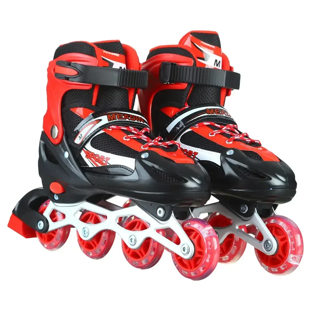 Inline Roller Skates Shoes – Red & Black, Adjustable, Size L (39-42)