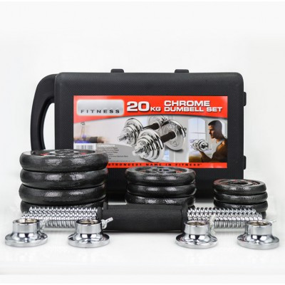 20kg Gym electroplating baking cast iron adjustable dumbbell with box