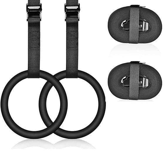 Gymnastics Rings, Roman Ring 1000 lbs Capacity with 14.5ft Adjustable Buckle Straps for Cross Fitness Functional Training for Home Gym Full Body Workout
