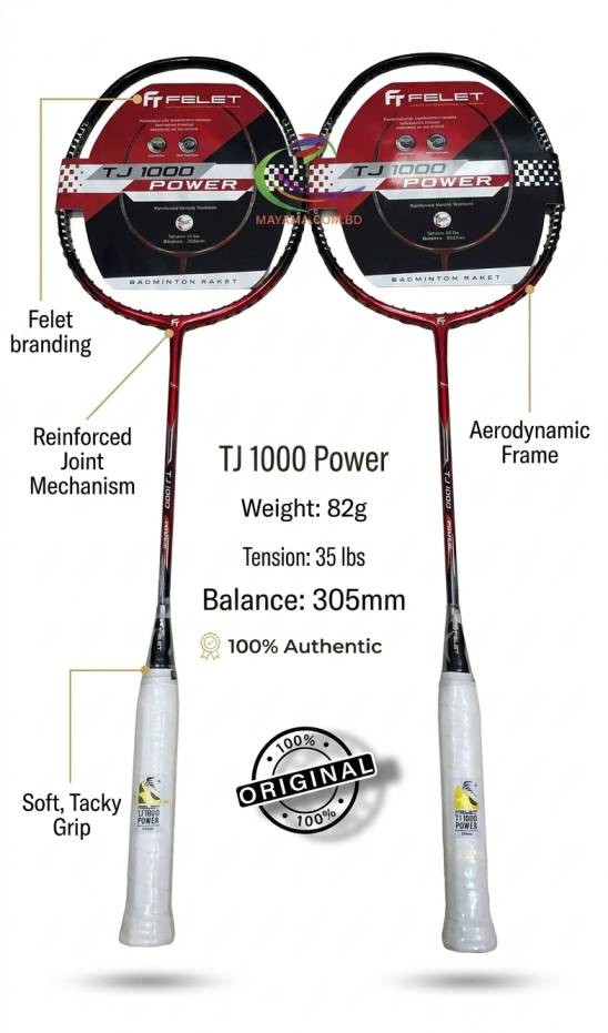 Felet TJ 1000 Power Red Badminton Racket (4u)